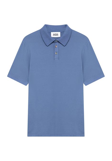 Alpha Studio polo in ice cotton denim con colletto a costine e tre bottoni ALPHA STUDIO | Polo | AU-5336B1007